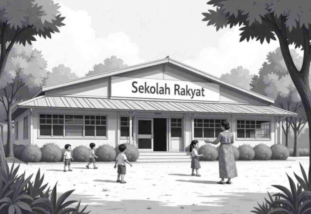 Ilustrasi Sekolah Rakyat. (Copilot AI)